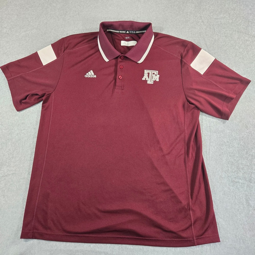 Adidas Mens Texas A&M Aggies Climalite Polo Shirt Maroon XL TAMU Golf